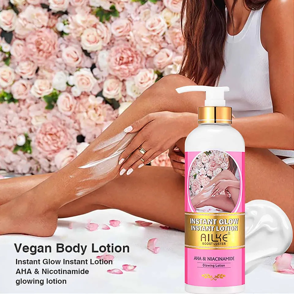 AILKE Vegan Brightening Body Lotion, with AHA, Niacinamide, Moisturizing, Hydration, for All Skin Type, Radiant Skin Body Cream