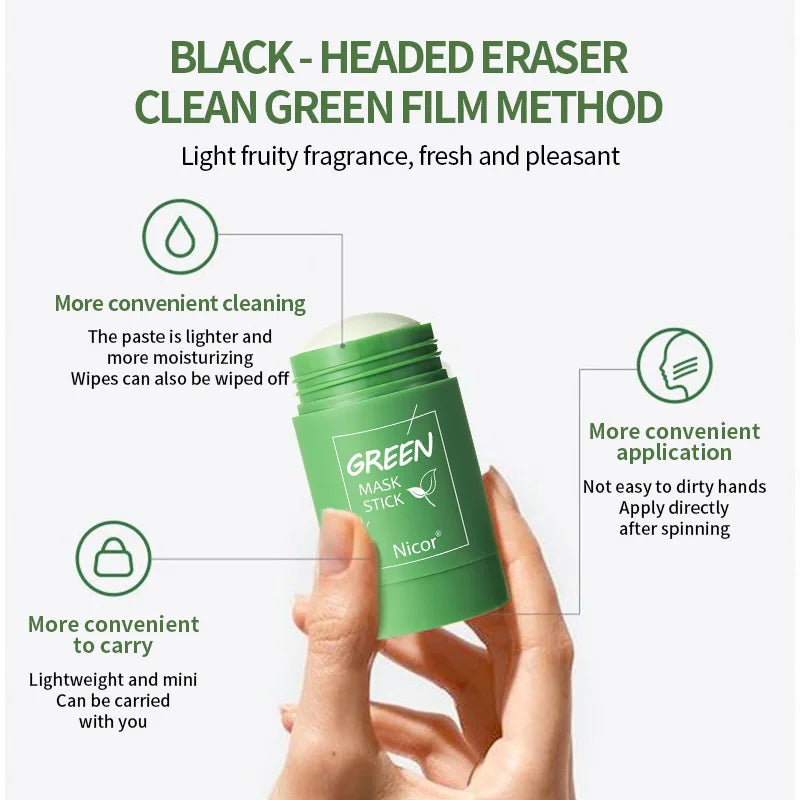 Green Tea Mask Face Clean GreenTea Mask Stick Deep Moisturizing Shrink Pores Blackhead Acne Facial Film Korean Skin Care Product