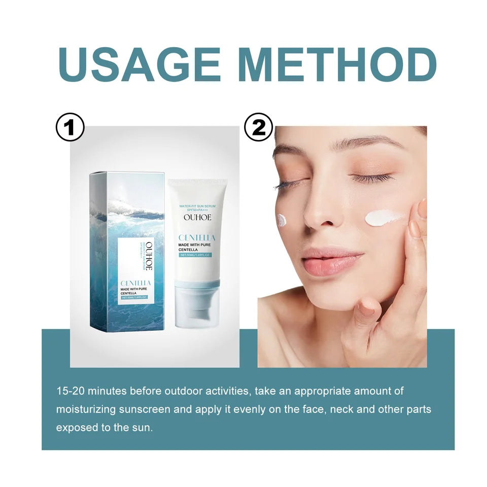 Spf50+ Centella Sun Serum Anti UV Strengthening Barriers Repairing Refreshing Moisturizing Oil Control Water-Fit Facial Sunblock