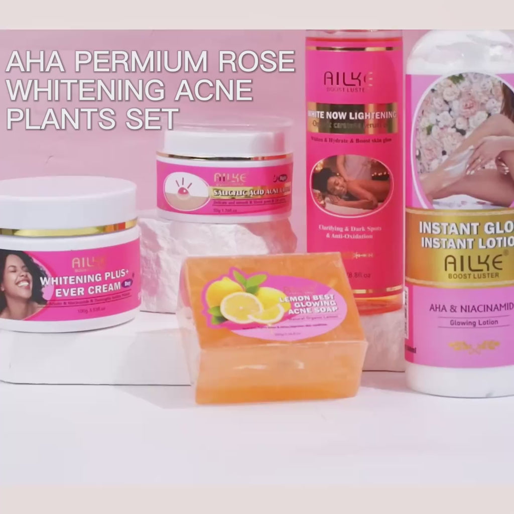 AILKE Natural Skin Brightening Set for All Skin Types, Cleaning, Dark Spots and Acne Removal, Boost Radiance, Organic, Vegan